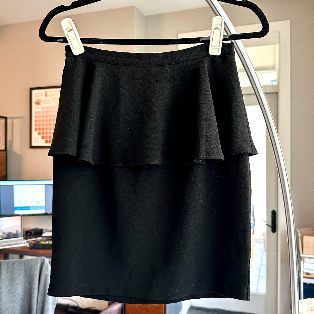 Topshop Black Peplum Pencil Skirt Mini